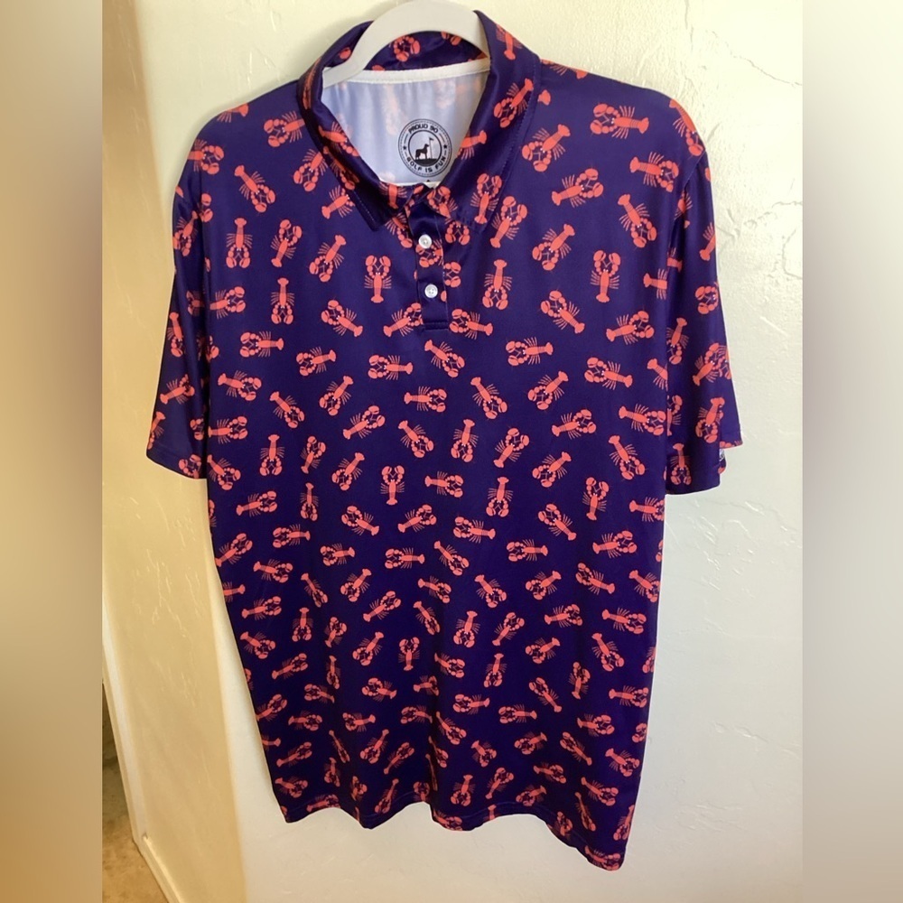 proud 90 golf Is Fun Polo Size L Lobster Geometric Print
Pit to pit 22”